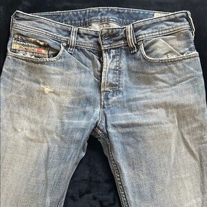 Diesel Men’s Slim Straight Washed Light Blue Jeans